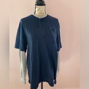 Men’s Navy Blue Stanley Long-sleeve Shirt Size Large